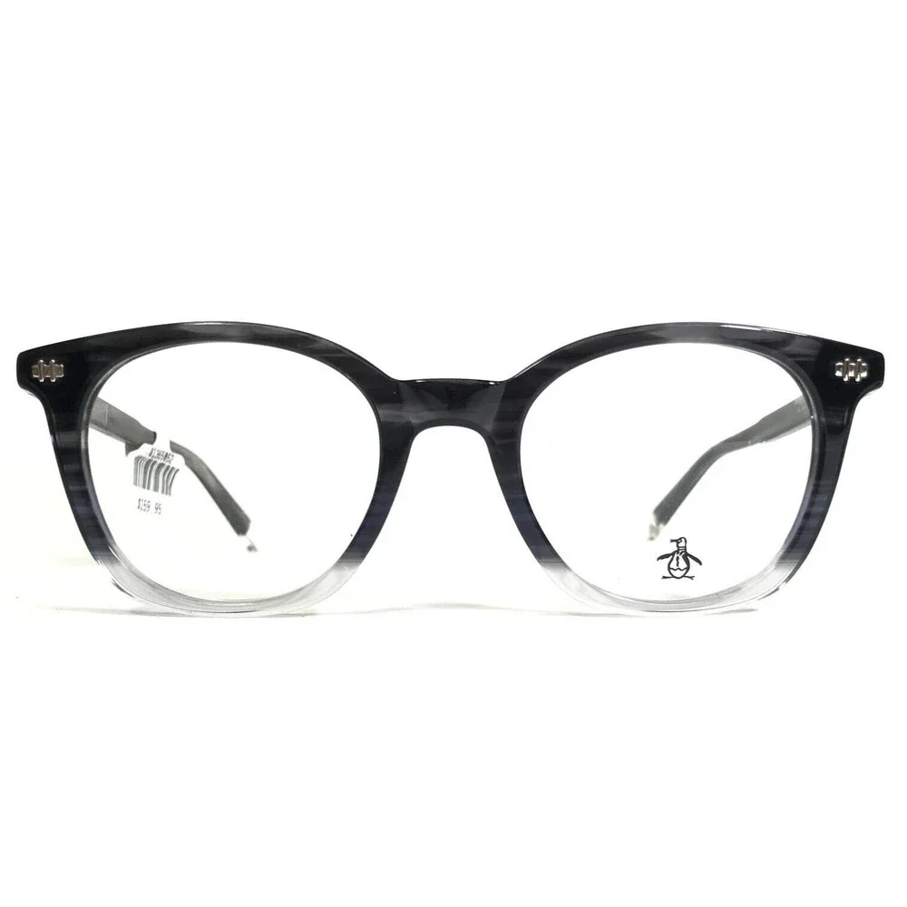 Penguin Eyeglasses Frames The Locke RK Grey Horn Clear Round Full Rim 49-21-140
